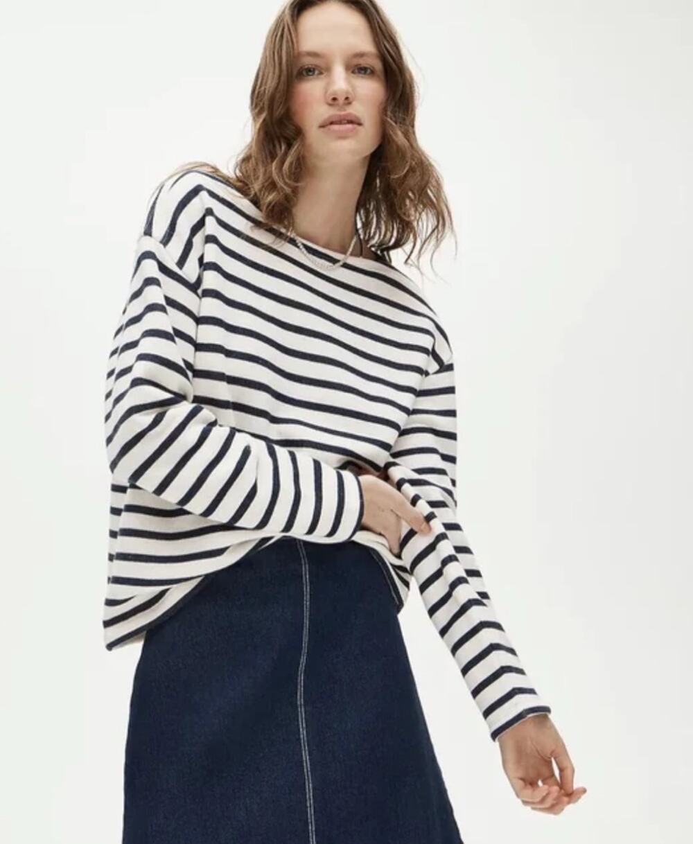 J Crew Heritage Terry Boatneck Sweatshirt XXS NWT Blue White Stripe Top CS607